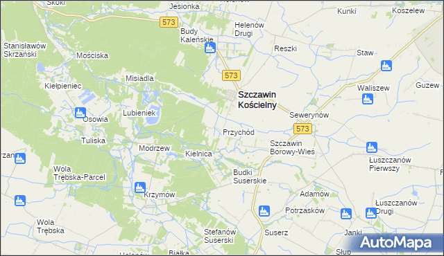 mapa Przychód gmina Szczawin Kościelny, Przychód gmina Szczawin Kościelny na mapie Targeo