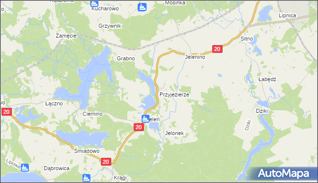 mapa Przyjezierze gmina Borne Sulinowo, Przyjezierze gmina Borne Sulinowo na mapie Targeo
