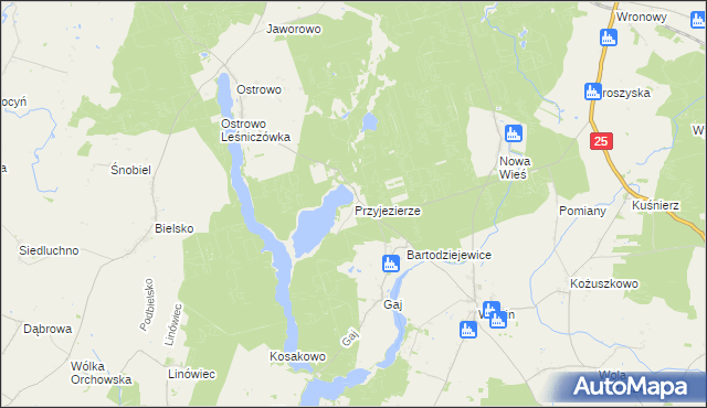 mapa Przyjezierze gmina Jeziora Wielkie, Przyjezierze gmina Jeziora Wielkie na mapie Targeo