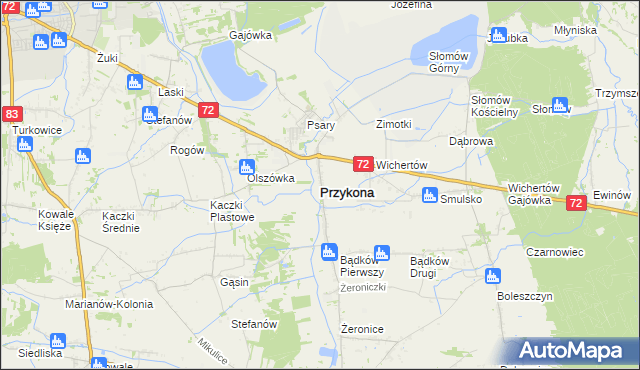 mapa Przykona, Przykona na mapie Targeo