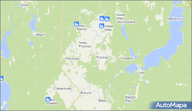 mapa Przykop gmina Purda, Przykop gmina Purda na mapie Targeo