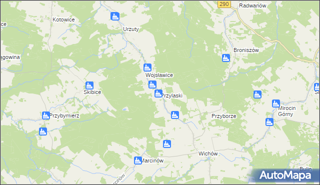 mapa Przylaski gmina Brzeźnica, Przylaski gmina Brzeźnica na mapie Targeo