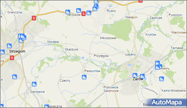 mapa Przyłęgów, Przyłęgów na mapie Targeo