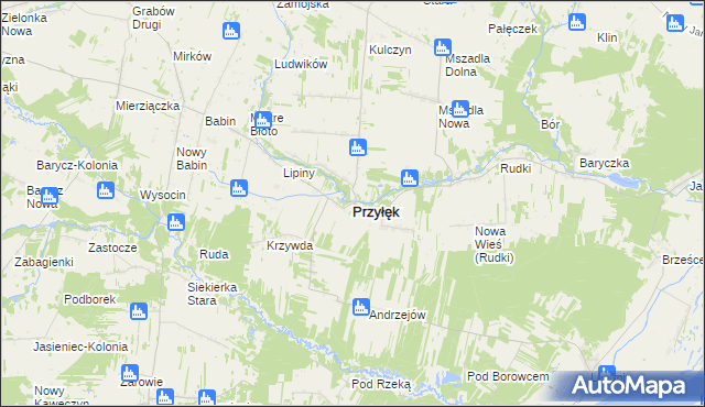 mapa Przyłęk powiat zwoleński, Przyłęk powiat zwoleński na mapie Targeo