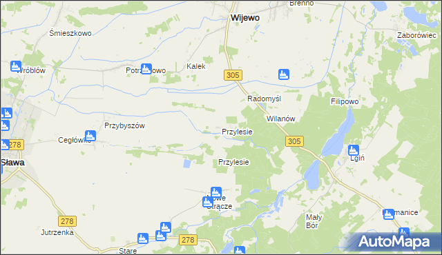 mapa Przylesie gmina Wijewo, Przylesie gmina Wijewo na mapie Targeo