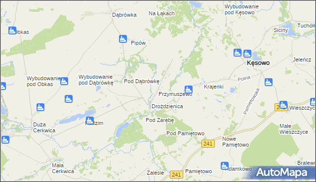 mapa Przymuszewo gmina Kęsowo, Przymuszewo gmina Kęsowo na mapie Targeo