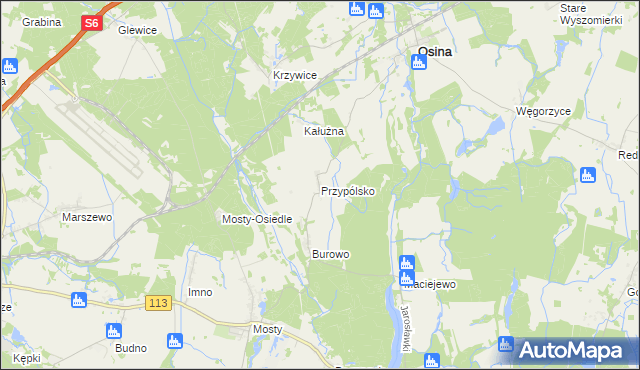 mapa Przypólsko gmina Osina, Przypólsko gmina Osina na mapie Targeo