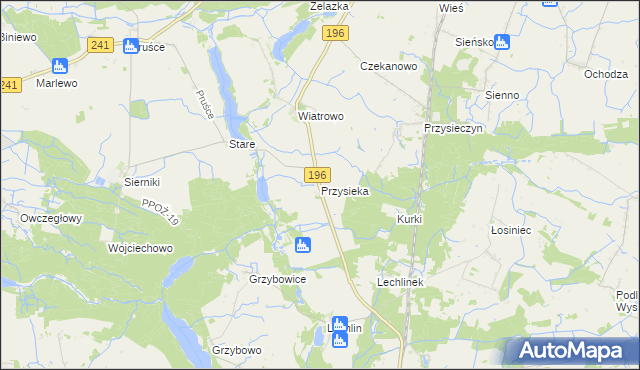 mapa Przysieka gmina Wągrowiec, Przysieka gmina Wągrowiec na mapie Targeo