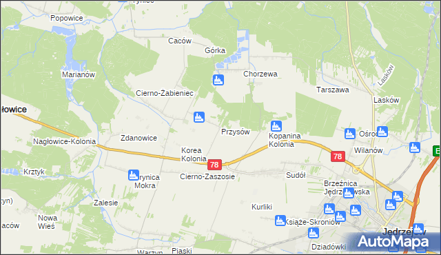 mapa Przysów, Przysów na mapie Targeo