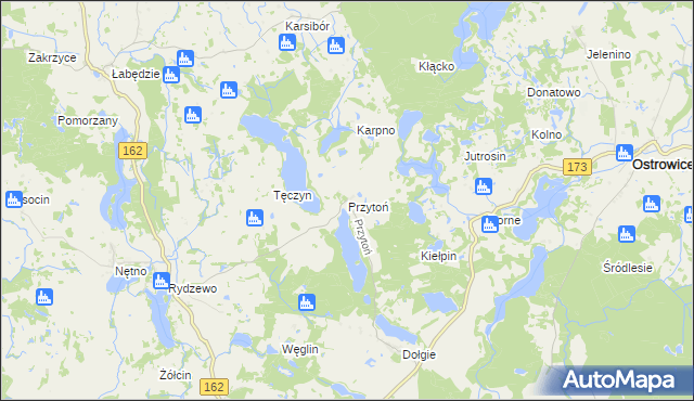 mapa Przytoń gmina Ostrowice, Przytoń gmina Ostrowice na mapie Targeo