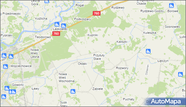 mapa Przytuły Stare, Przytuły Stare na mapie Targeo