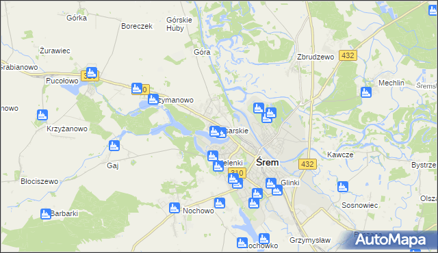 mapa Psarskie gmina Śrem, Psarskie gmina Śrem na mapie Targeo