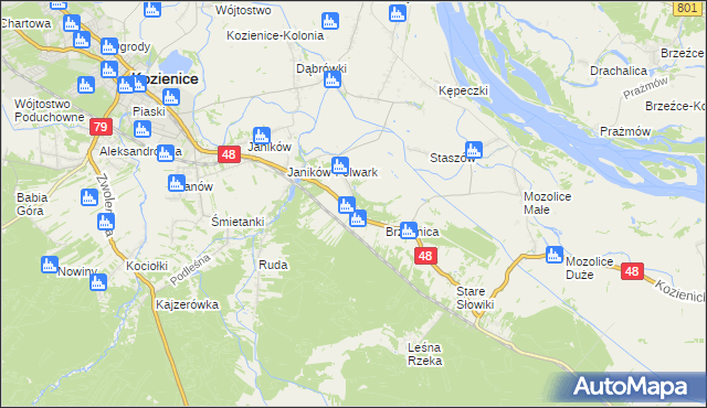 mapa Psary gmina Kozienice, Psary gmina Kozienice na mapie Targeo