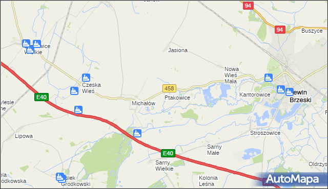 mapa Ptakowice gmina Lewin Brzeski, Ptakowice gmina Lewin Brzeski na mapie Targeo