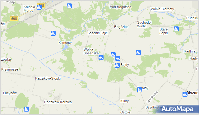 mapa Ptaszki, Ptaszki na mapie Targeo