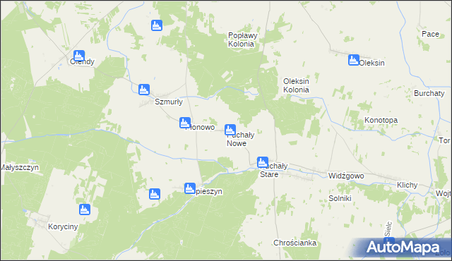 mapa Puchały Nowe, Puchały Nowe na mapie Targeo