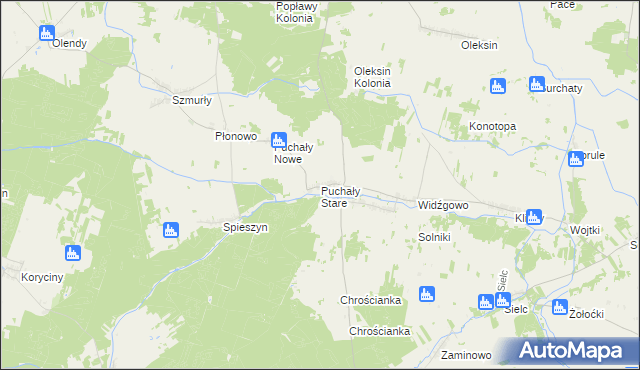 mapa Puchały Stare, Puchały Stare na mapie Targeo