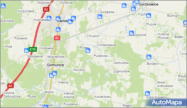 mapa Pudzików, Pudzików na mapie Targeo