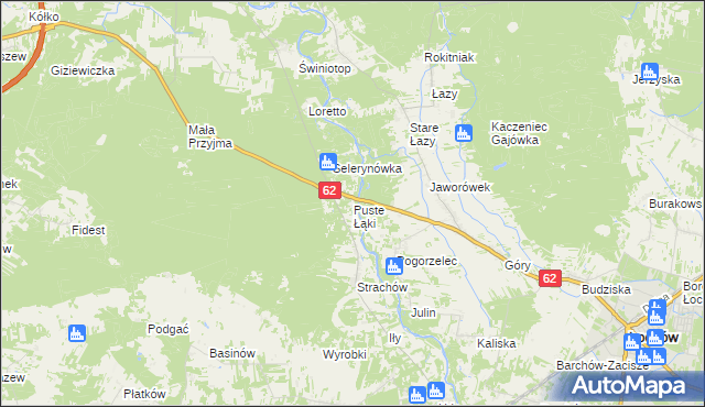 mapa Puste Łąki, Puste Łąki na mapie Targeo