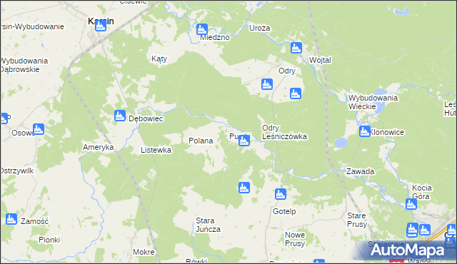 mapa Pustki gmina Czersk, Pustki gmina Czersk na mapie Targeo