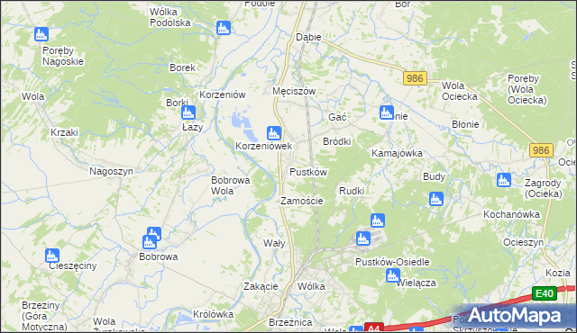 mapa Pustków gmina Dębica, Pustków gmina Dębica na mapie Targeo