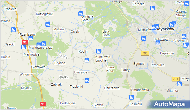 mapa Pustkowie Lgockie, Pustkowie Lgockie na mapie Targeo