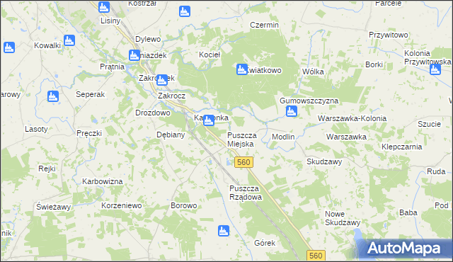 mapa Puszcza Miejska, Puszcza Miejska na mapie Targeo