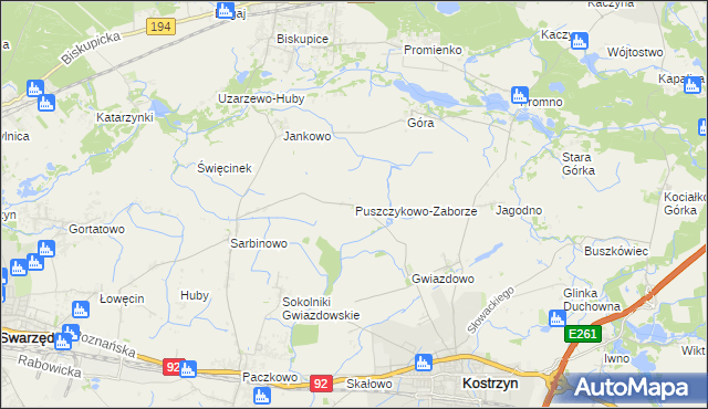 mapa Puszczykowo-Zaborze, Puszczykowo-Zaborze na mapie Targeo