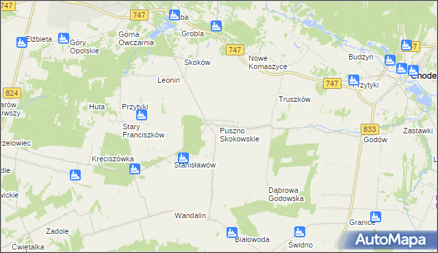 mapa Puszno Skokowskie, Puszno Skokowskie na mapie Targeo