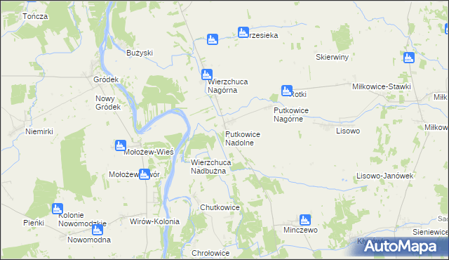 mapa Putkowice Nadolne, Putkowice Nadolne na mapie Targeo