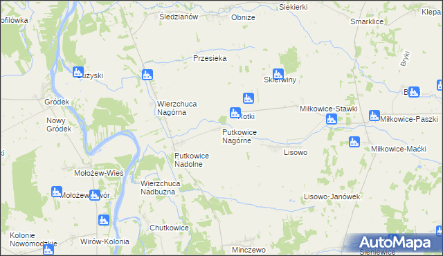 mapa Putkowice Nagórne, Putkowice Nagórne na mapie Targeo