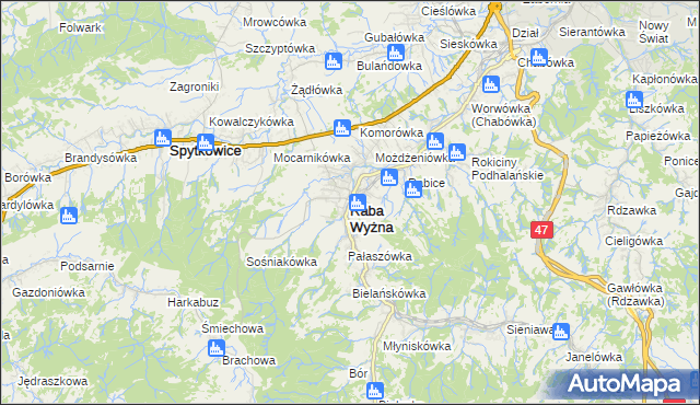 mapa Raba Wyżna, Raba Wyżna na mapie Targeo