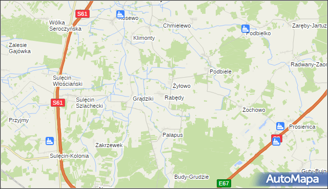 mapa Rabędy gmina Stary Lubotyń, Rabędy gmina Stary Lubotyń na mapie Targeo