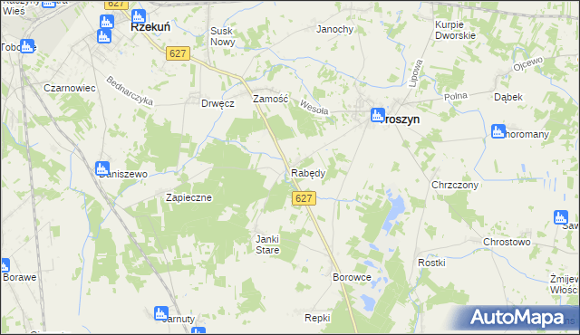 mapa Rabędy gmina Troszyn, Rabędy gmina Troszyn na mapie Targeo