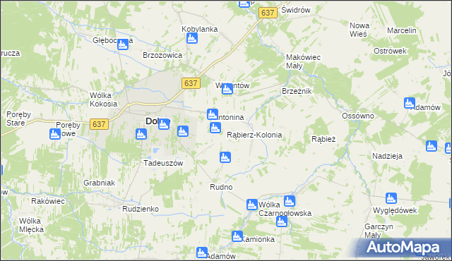 mapa Rąbierz-Kolonia, Rąbierz-Kolonia na mapie Targeo