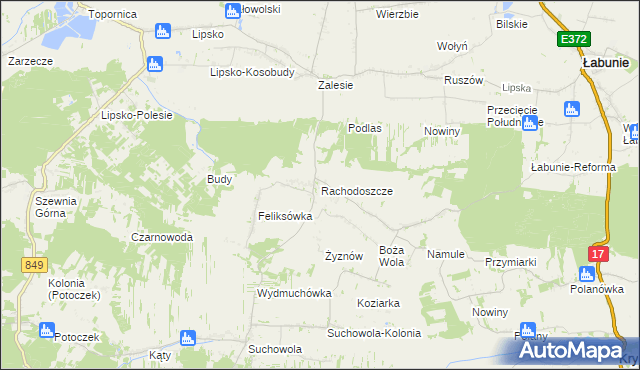 mapa Rachodoszcze, Rachodoszcze na mapie Targeo