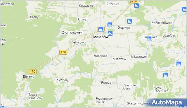 mapa Rachowa, Rachowa na mapie Targeo