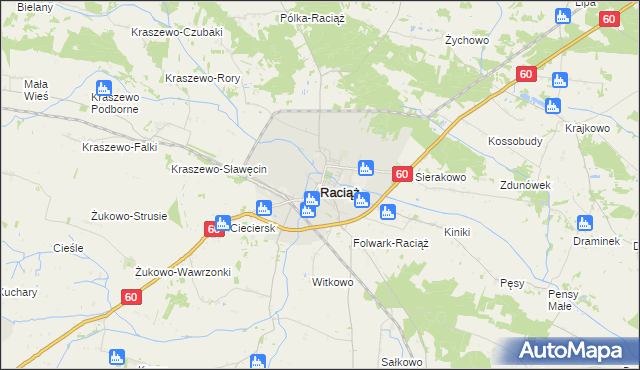 mapa Raciąż powiat płoński, Raciąż powiat płoński na mapie Targeo