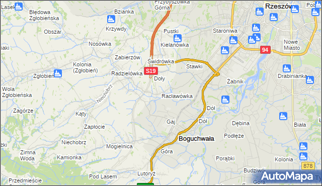 mapa Racławówka, Racławówka na mapie Targeo