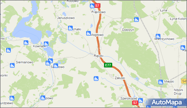 mapa Rączki gmina Nidzica, Rączki gmina Nidzica na mapie Targeo