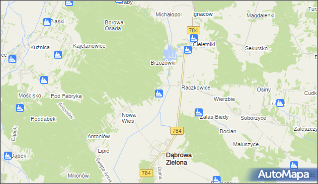 mapa Raczkowice-Kolonia, Raczkowice-Kolonia na mapie Targeo