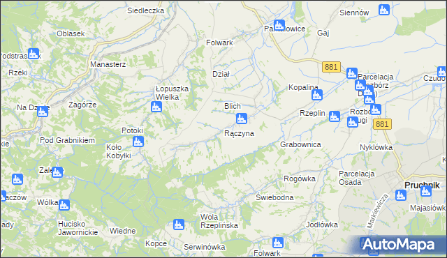 mapa Rączyna, Rączyna na mapie Targeo