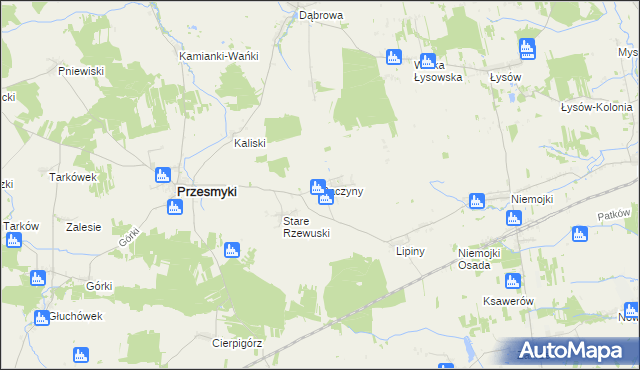 mapa Raczyny gmina Przesmyki, Raczyny gmina Przesmyki na mapie Targeo