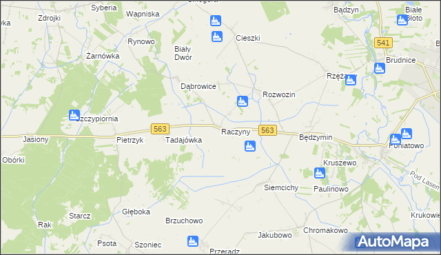 mapa Raczyny gmina Żuromin, Raczyny gmina Żuromin na mapie Targeo