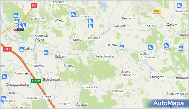 mapa Radachówka, Radachówka na mapie Targeo