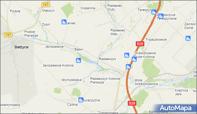 mapa Radawczyk gmina Niedrzwica Duża, Radawczyk gmina Niedrzwica Duża na mapie Targeo