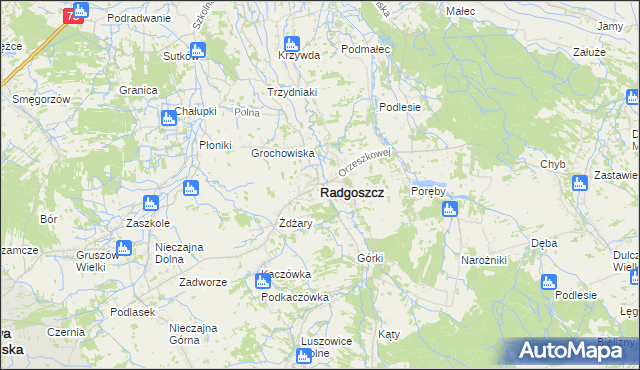 mapa Radgoszcz powiat dąbrowski, Radgoszcz powiat dąbrowski na mapie Targeo