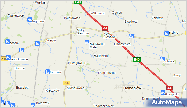 mapa Radłowice, Radłowice na mapie Targeo