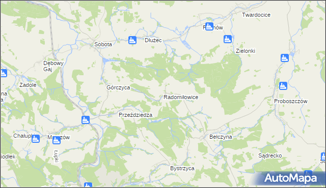 mapa Radomiłowice, Radomiłowice na mapie Targeo