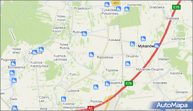 mapa Radostków, Radostków na mapie Targeo